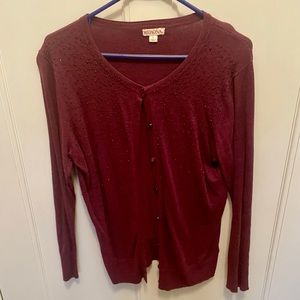 Merona Burgundy Sparkle Cardigan